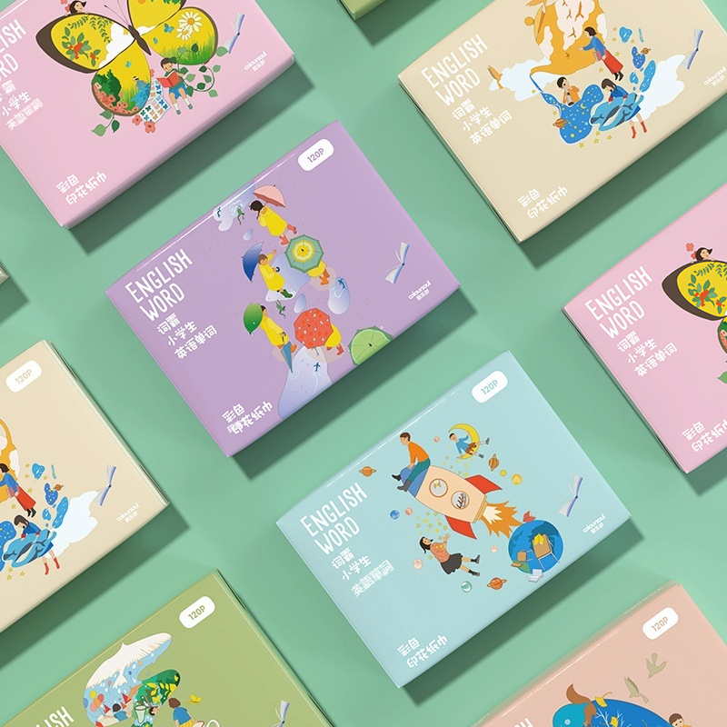 【英語單詞印花便攜式抽紙】不含熒光劑✅天然水墨染料✅乾濕兩用✅四層加厚✅快樂學習✅