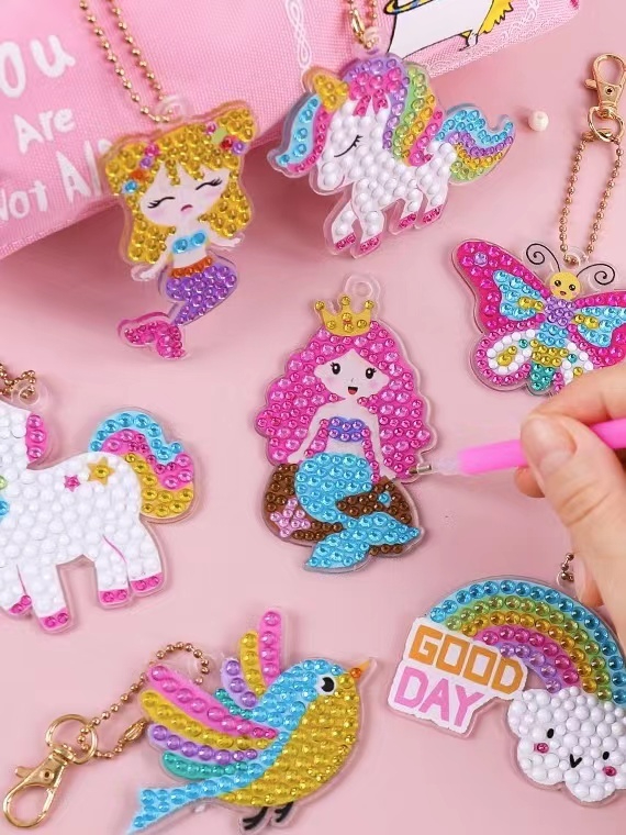 台灣現貨✨公主鑽石貼畫 DIY手工材料包 兒童女孩創意貼鑽玩具 幼兒園禮物 安全無毒水晶鑽 附工具