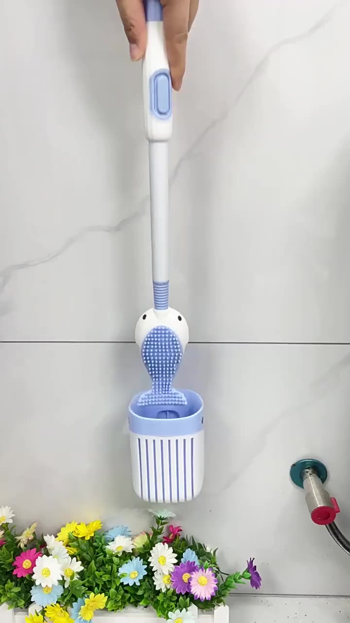 【噴噴鯨加液馬桶刷】小鯨魚造型萌翻！一按清潔液自動噴灑，告別髒手！