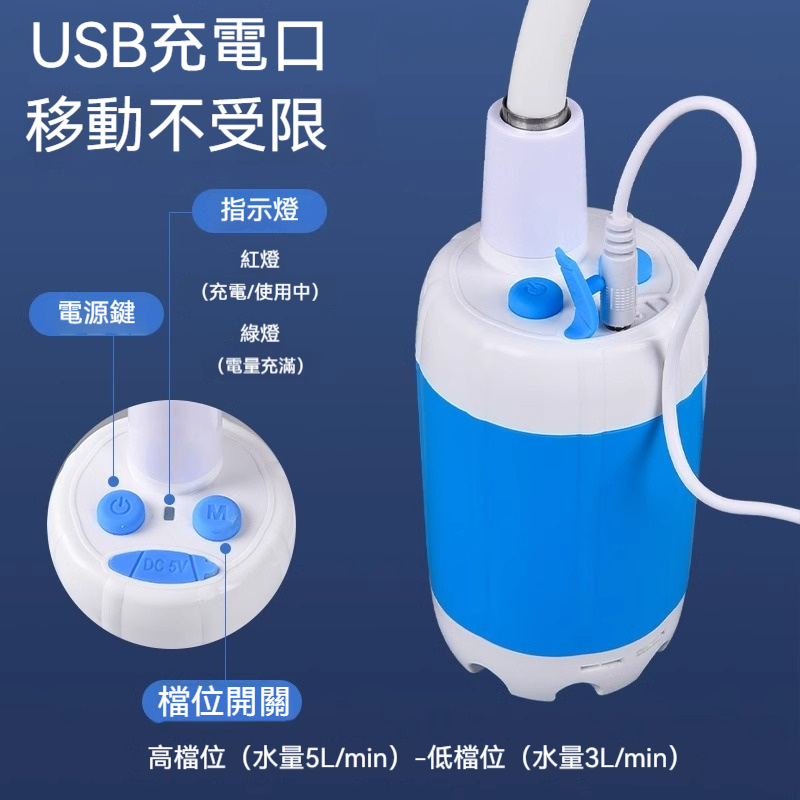 【戶外無線增壓淋浴神器】✅露營黨必備✅ 極致便攜✅超長續航✅冷熱隨心切換⚡ Type-C快充✅3檔水壓可調
