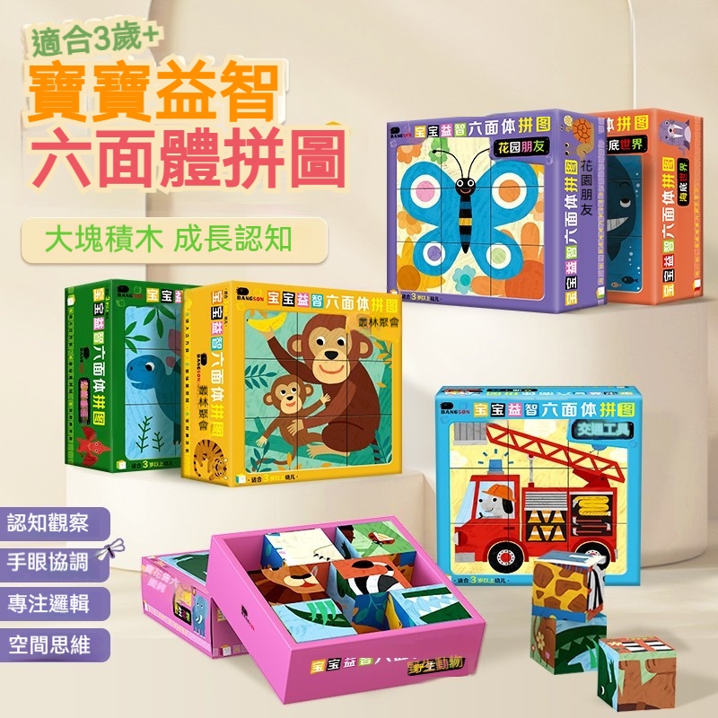 【台灣現貨】神奇六面畫3D立體拼圖積木★ 2-3-4-6歲寶貝腦力開發★ 幼兒益智STEM玩具★ 多面創意啟蒙+手眼協調訓練★ 安全無毒材質｜送禮首選