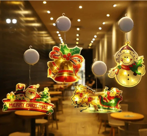 ✨【LED聖誕吸盤燈】聖誕老人×雪人造型｜吸盤掛鉤雙設計｜節日氛圍輕鬆營造｜店鋪裝飾首選