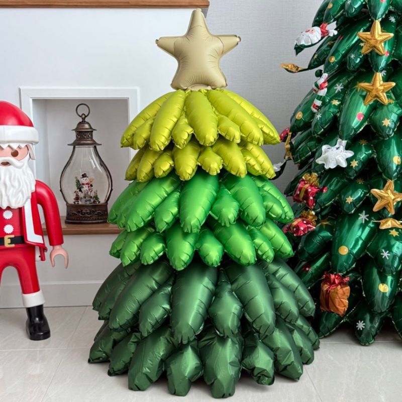 【水晶聖誕樹充氣鋁膜氣球】超閃炫彩・立體堆堆設計｜節日佈置首選・重複使用收藏