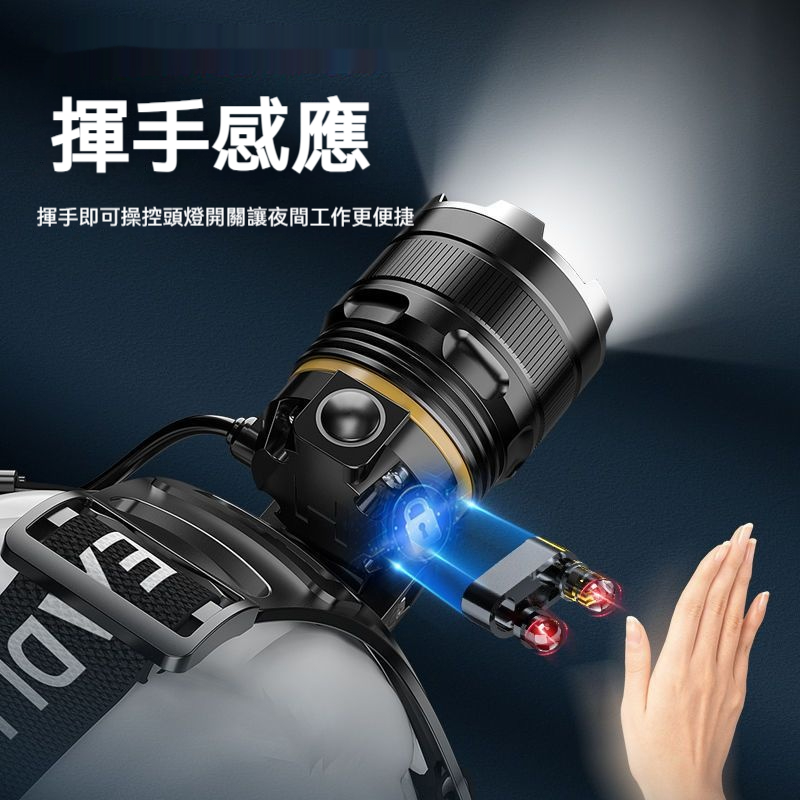 強光頭燈充電超亮✅揮手感應 | 長按3秒開啟✅高亮燈芯 | 擊穿水霧✅伸縮調焦 | 遠射泛光