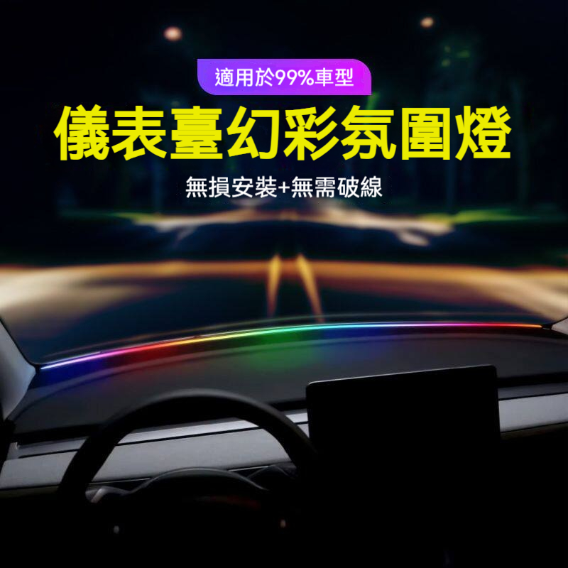 汽車中控儀表台氛圍燈帶✅提升檔次與品味 | 為車內提供浪漫氛圍✅亮度可調 | 柔和不刺眼✅USB供電 | 即插即亮